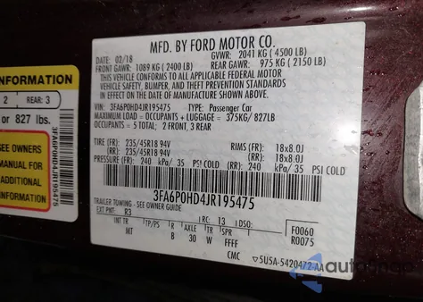 2018 Ford Fusion Se z USA, uszkodzony, nr VIN 3FA6P0HD4JR195475
